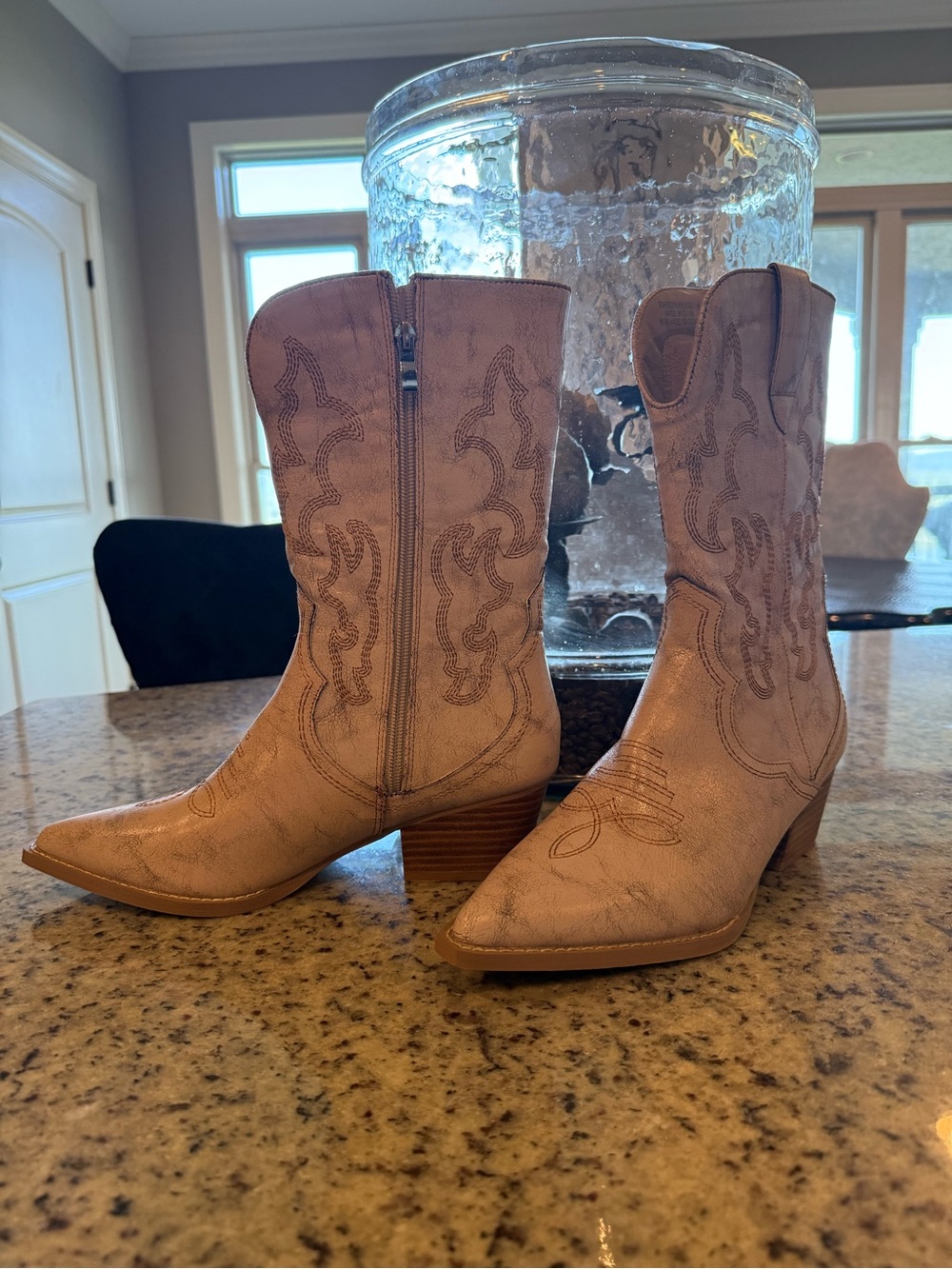 Corkys Blush Pink/ Putty Western Mid-Calf Heeled Boots